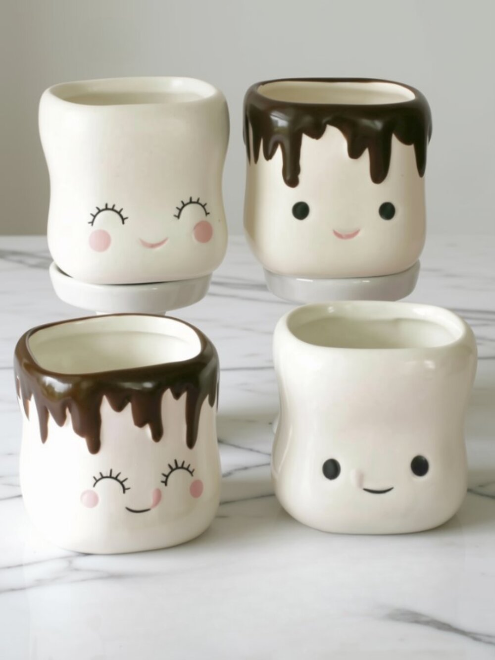 Set/4 Marshmallow Shaped Hot Chocolate Mugs